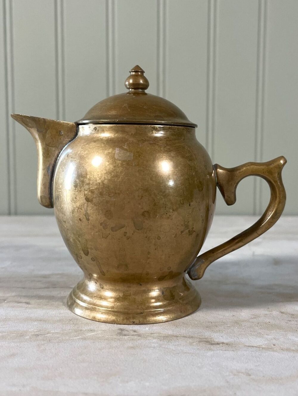 Vintage Solid Brass Teapot / Pouring Pitcher 4.25"